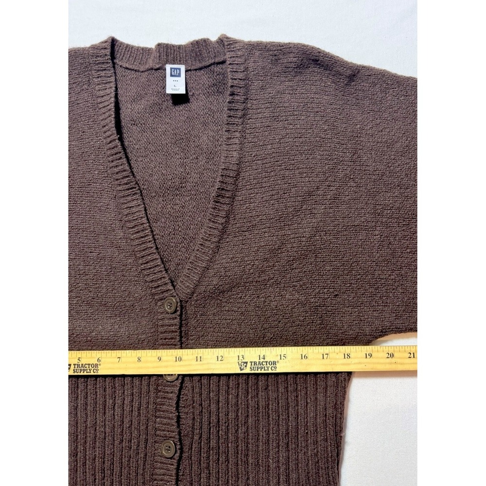 Gap Cardigan Sweater Women Large Brown Lambswool Dolman V-Neck Cropped - Picture 8 of 8